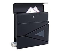 [en.casa] Buzón Correos con Tubo de Periódico 2 Llaves Incluidas Mural Acero Galvanizado 37 x 37 x 11 cm Gris Antracita