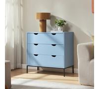 [en.casa] Cajonera Colwyn con 3 Cajones Cómoda Mueble Versátil Aparador para Comedor Dormitorio Salón Sala de Estar Recibidor MDF Metal 78 x 80 x 40 cm - Azul/Negro