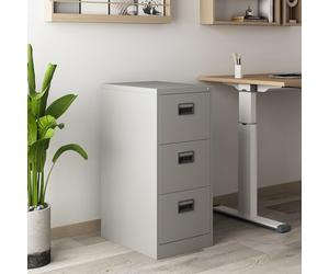 [en.casa] Cajonera de Oficina con 3 Cajones Mueble Archivador con Portaetiquetas y Cerradura para Escritorio Oficina Despacho Acero 103 x 45 x 62 cm - Gris