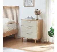 [en.casa] Cajonera Ferrersp Cómoda Mueble Versátil Aparador con 3 Cajones para Dormitorio Salón Sala de Estar Recibidor MDF Cestas de Vellón 70 x 60 x 40 cm - Roble/Oatmeal