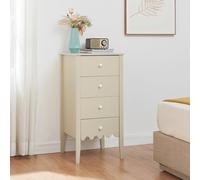 [en.casa] Cajonera Luspoo Cómoda Dormitorio Mueble Versátil con 4 Cajones y Pomos para Entrada Oficina con Diseño Ondulado MDF 82 x 40 x 40 cm - Blanco Crema