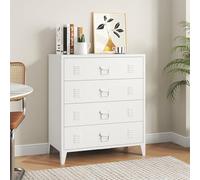 [en.casa] Cajonera Oficina Hämeenlinna Mueble de Taller Diseño Industrial Mueble Archivador para Oficina con 4 Cajones con Ranuras de Ventilación Acero 80 x 40 x 92 cm - Blanco