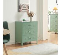 [en.casa] Cajonera Oficina Hämeenlinna Mueble de Taller Diseño Industrial Mueble Archivador para Oficina con 3 Cajones con Ranuras de Ventilación Acero 60 x 40 x 72cm - Verde Mate