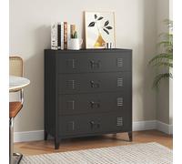 [en.casa] Cajonera Oficina Hämeenlinna Mueble de Taller Diseño Industrial Mueble Archivador para Oficina con 4 Cajones con Ranuras de Ventilación Acero 80 x 40 x 92 cm - Negro