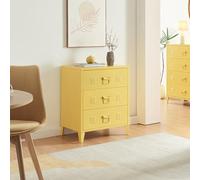 [en.casa] Cajonera Oficina Hämeenlinna Mueble de Taller Diseño Industrial Mueble Archivador para Oficina con 3 Cajones con Ranuras de Ventilación Acero 60 x 40 x 72cm - Amarillo