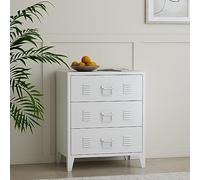 [en.casa] Cajonera Oficina Hämeenlinna Mueble de Taller Diseño Industrial Mueble Archivador para Oficina con 3 Cajones con Ranuras de Ventilación Acero 60 x 40 x 72cm - Blanco