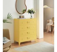 [en.casa] Cajonera Oficina Hämeenlinna Mueble de Taller Diseño Industrial Mueble Archivador para Oficina con 4 Cajones con Ranuras de Ventilación Acero 80 x 40 x 92 cm - Amarillo