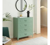 [en.casa] Cajonera Oficina Hämeenlinna Mueble de Taller Diseño Industrial Mueble Archivador para Oficina con 4 Cajones con Ranuras de Ventilación Acero 80 x 40 x 92 cm - Verde Mate