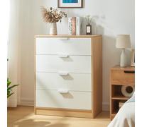 [en.casa] Cajonera para Salón Mueble Versátil Aparador con 4 Cajones de Estilo Atemporal para Dormitorio Sala de Estar Recibidor MDF 90 x 70 x 40 cm - Roble/Blanco