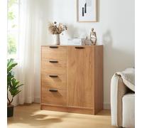Aparador varkaus con 4 cajones + 1 puerta mdf 90x80x40 cm - roble [en.casa]