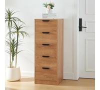 [en.casa] Cajonera para Salón Mueble Versátil Aparador con 5 Cajones de Estilo Atemporal para Dormitorio Sala de Estar Recibidor MDF 108 x 40 x 40 cm - Roble