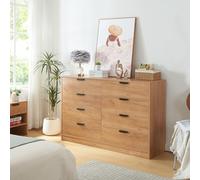[en.casa] Cajonera para Salón Mueble Versátil Aparador con 8 Cajones de Estilo Atemporal para Dormitorio Sala de Estar Recibidor MDF 90 x 140 x 40 cm - Roble