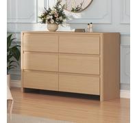 [en.casa] Cajonera Takranmaa Moderna con 6 cajones 120 x 39 x 77 cm Roble | Cómoda estable mueble versátil aparador 6 compartimentos cerrados sin tirador para dormitorio salón recibidor