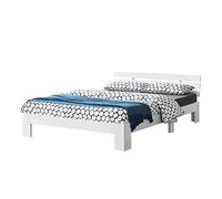 [en.casa] Cama de Pino Nivala 140 x 200 cm Cama Doble Cama de Matrimonio con Somier Capacidad de Carga 150 kg Blanco Lacado Mate