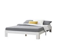 [en.casa] Cama de Pino Raisio 140 x 200 cm Cama Doble Cama de Matrimonio con Somier Capacidad de Carga 150 kg Blanco Lacado Mate
