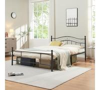 [en.casa] Cama Doble Florenz cabecero y piecero Metal 140x200 Negro | con somier resitente