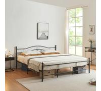 Cama doble florenz con cabecero y somier metal 180x200 - negro [en.casa]