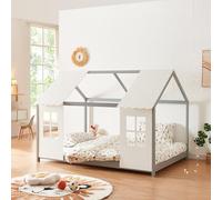 Cama para niños tostedt en forma de casita 120x200 cm - gris/blanco [en.casa]
