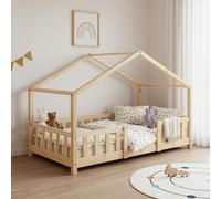 [en.casa] Cama Infantil Treviolo Forma de casita Pino 70x140 cm Natural