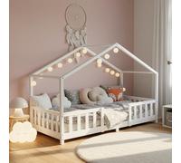 Cama para niños treviolo forma de casa pino 90x200 cm blanco [en.casa]