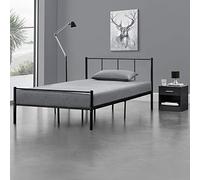 [en.casa] Cama Laos Estructura Metálica 120x200 cm Cama Individual con Somier para Dormitorio Habitación de Invitados máx 150 kg Acero 208 x 126 x 81,5 cm - Negro