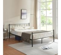 [en.casa] Cama Laos Estructura Metálica 140x200 cm Cama Matrimonio con Somier para Dormitorio Habitación de Invitados máx 300 kg Acero 208 x 146 x 81,5 cm - Negro