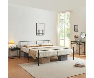 [en.casa] Cama Laos Estructura Metálica 180 x 200cm Cama Matrimonio con Somier para Dormitorio Habitación de Invitados máx 300 kg Acero 208 x 186 x 81,5 cm - Negro Mate