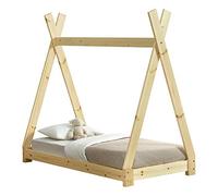 [en.casa] Cama para niños pequeños Cama Infantil 140 x 70cm Estructura Tipi de Madera Pino Color Pino Natural