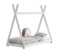 [en.casa] Cama para niños pequeños Cama Infantil 160 x 80cm Estructura Tipi de Madera Pino Blanco Mate
