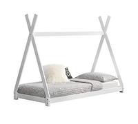 [en.casa] Cama para niños pequeños Cama Infantil 200 x 90cm Estructura Tipi de Madera Pino Blanco Mate
