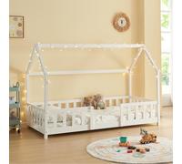 Cama para niños sisimiut forma de casa pino 90x200 cm blanco [en.casa]