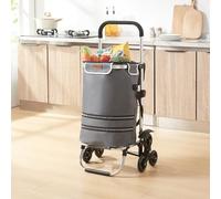 [en.casa] Carro de la Compra Neef Plegable Carrito de Compras con 6 Ruedas con Bolsa Térmica y Bolsillo con Malla 41 L Aluminio Poliéster 100 x 45 x 36 cm - Gris Oscuro