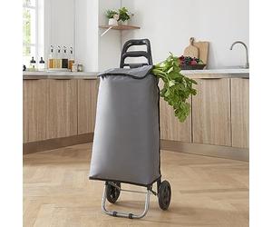 [en.casa] Carro de la Compra Plegable Carga máx. 30 kg de Carga Carrito Auxiliar con Ruedas Capacidad 36 L Acero/Poliéster Oxford 600D 96 x 35 x 29 cm Gris Negro