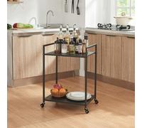 [en.casa] Carro de Servicio con 2 Estantes Carrito de Restaurante con Asa Estantería de Baño con 4 Ruedas Carrito de Cocina Versátil Metal 69 x 50 x 36 cm - Negro