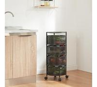 Carrito de cocina steigen con 4 cestas redondas acero 75xø33cm - negro [en.casa]