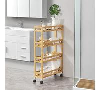 Carro de servicio pyhäjoki con ruedas bambú/plástico 96 x 60 x 18 cm natural [en.casa]