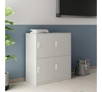 [en.casa] Casillero Metálico con Ranuras de Ventilación 4 Puertas con Cerradura Armario de Taquilla para Colegio Gimnasio Oficina Vestuario Acero 100 x 90 x 40 cm - Gris Pálido