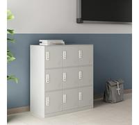 [en.casa] Casillero Metálico con Ranuras de Ventilación 9 Puertas con Cerradura Armario de Taquilla para Colegio Gimnasio Oficina Vestuario Acero 100 x 90 x 40 cm - Gris Pálido