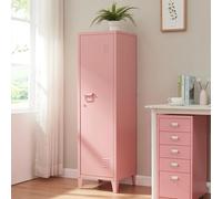 Casillero metálico kurikka con 3 compartimientos acero 137x38x38 cm - rosa [en.casa]