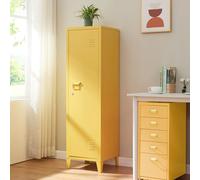 Casillero metálico kurikka con 3 compartimientos acero 137x38x38 cm - amarillo [en.casa]