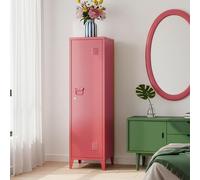 [en.casa] Casillero Metálico Kurikka con 2 Llaves Guardarropa Armario de Taquilla con 3 Compartimientos Cerradura Magnética y Patas 137 x 38 x 38 cm Acero - Rojo sandía