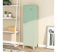 [en.casa] Casillero Metálico Kurikka con 2 Llaves Guardarropa Armario de Taquilla con 3 Compartimientos Cerradura Magnética y Patas 137 x 38 x 38 cm Acero - Verde Pastel