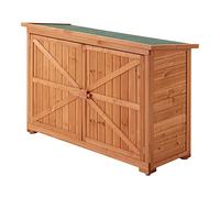 [en.casa] Cobertizo de jardín para Herramientas Soporte para leña Caseta de Jardín con 3 Estantes Cubierta Impermeable Madera de Abeto Bitumen 88 x 128 x 50 cm Natural
