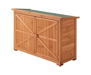 [en.casa] Cobertizo de jardín para Herramientas Soporte para leña Caseta de Jardín con 3 Estantes Cubierta Impermeable Madera de Abeto Bitumen 88 x 128 x 50 cm Natural