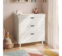 [en.casa] Cómoda Cambiador bebé Sallinrar 2 en 1 92x84x50 cm Beige | Mueble infantil con cambiador desmontable 3 espaciosos cajones borde elevado 4 patas de pino