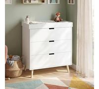 [en.casa] Cómoda Cambiador bebé Sallinrar 2 en 1 92x84x50 cm Blanco | Mueble infantil con cambiador desmontable 3 espaciosos cajones borde elevado 4 patas de pino