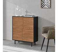 [en.casa] Cómoda Gnosjö 4 Puertas de Armario Tecnología Push-Open 93 x 80 x 30 cm Aglomerado Negro/Efecto Madera Tono Oscuro
