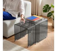 Conjunto de 2 mesas nido kariengem vidrio templado - gris [en.casa]