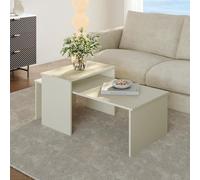 [en.casa] Conjunto de 2 Mesas Auxiliares Sotapim Tablero Rectangular Set de 2 Mesitas de Café Mesas de Centro de Sofá Salón Despacho - Color de Arena