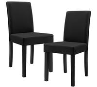 [en.casa] Conjunto de 2 Sillas de Comedor Hamburg Set de 2 Sillas de Cocina Elegantes y Acolchadas con Respaldo Alto Madera Cuero sintético 89 x 43 x 54 cm - Negro